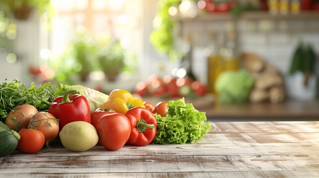 fresh colorful vegetables in a modern kitchen design