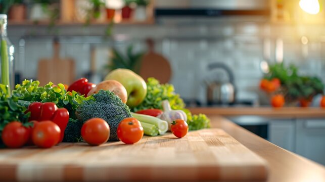 fresh colorful vegetables in a modern kitchen design