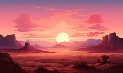 Poster a sunset over a desert © ion