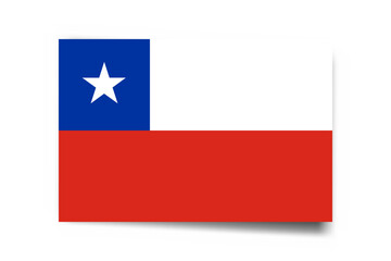 Chile flag - rectangle card with dropped shadow isolated on white background.