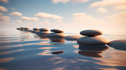 Zen stones in water, tranquility, healthy lifestyle