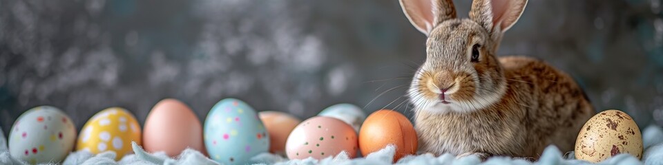 Naklejka premium easterbunny and eggs webbanner