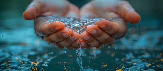 hand of the person with water