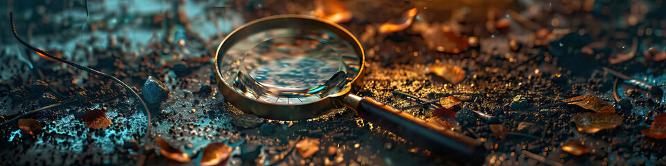 Under the Magnifying Glass: Unraveling Clues and Secrets in a Murder Investigation - obrazy, fototapety, plakaty