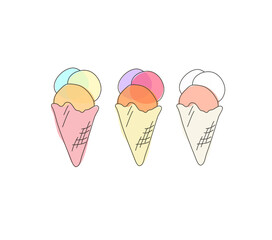 flat multicolored ice cream in a cone