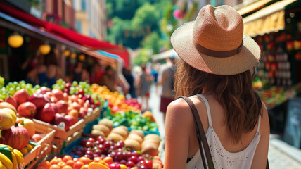 Young woman shopping at a farmer's market