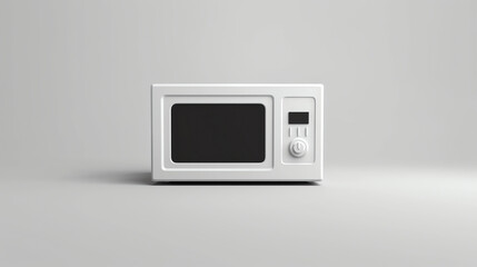 A minimal render of a white microwave oven on a matching white background.