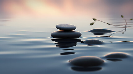 Obraz na płótnie Canvas Zen stones in water, tranquility, healthy lifestyle