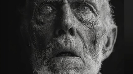   A monochrome portrait of an elderly gentleman with numerous facial lines