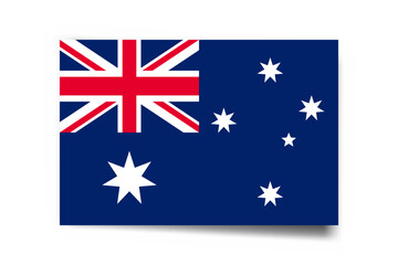 Australia flag - rectangle card with dropped shadow isolated on white background.