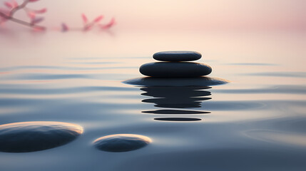 Fototapeta na wymiar Zen stones in water, tranquility, healthy lifestyle