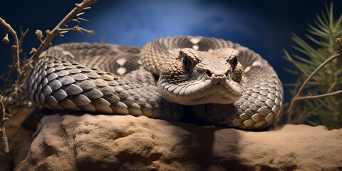 Large viper in nature close up of dangerous snake fangs generated by artificial intelligence - obrazy, fototapety, plakaty