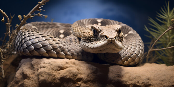 Large viper in nature close up of dangerous snake fangs generated by artificial intelligence
