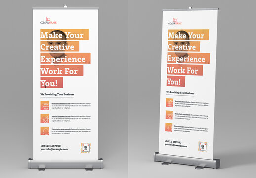 Roll-Up Banner Layout with Orange Accents