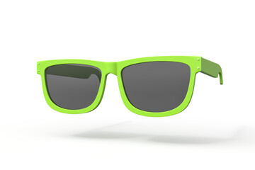 Fototapeta premium Green sunglasses on white background