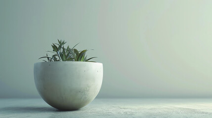 A beautiful rendered image of a plant in a concrete pot. The plant is green and lush, and the pot is a simple, neutral color.