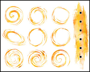 シンプルな筆の力強い円あしらいセット