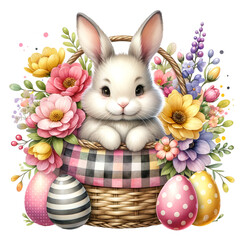 easter cute bunny on a flowers and easter cute highland cow on a flowers and easter eggs file digital download
