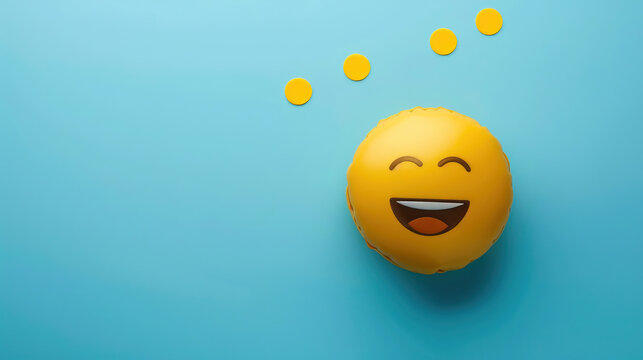 Naklejki World emoji day 3d banner background. Emoji Celebration 3D Banner Background. World emoji day with a funny emojis. World smile day emojis. Mental health assessment, world mental health day concept. 