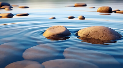 Zen stones in water, tranquility, healthy lifestyle