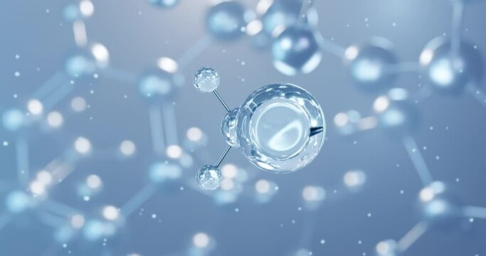 Methylmercury, rotating 3D model of organometallic cation, seamless looped video, molecular structure with selective focus