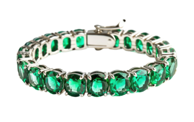 Gleaming Emerald Bracelet isolated on transparent Background