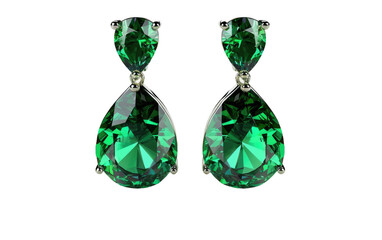 Glowing Emerald Earring isolated on transparent Background