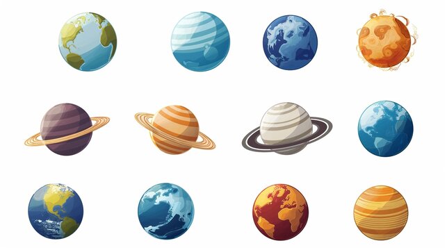 2D Flat Icon Depicting the Solar System