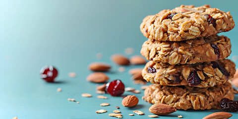 Up-close delicious stacked cookies healthy tasty snacking options copyspace