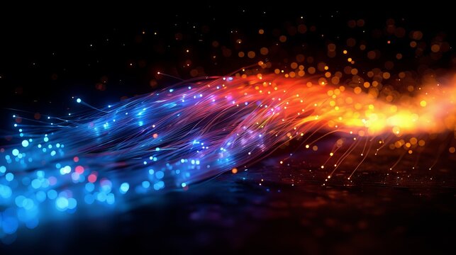 Fiber optic cables depict the concept of data or internet communication.