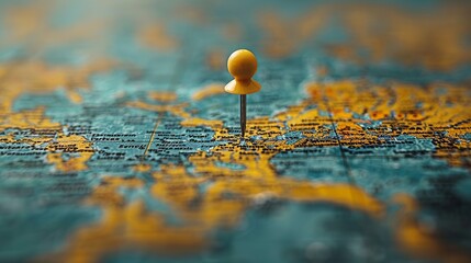 Draw-pin inserted into a real map, identifying the final destination, indicating a holiday in the Indian Ocean. - obrazy, fototapety, plakaty