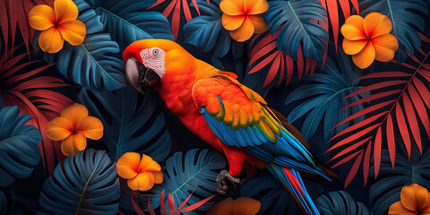 Fototapeta premium Vibrant Tropical Paradise_Seamless Pattern Background for Fashion and Decor