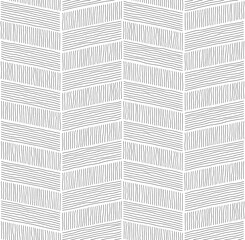 Chevron seamless pattern with hand drawn lines. Black and white background - 767047385