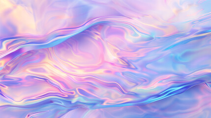 Fototapeta na wymiar Pastel Gradient Holographic Neon Background. Abstract Hologram Waves in Liquid Motion Wallpaper.