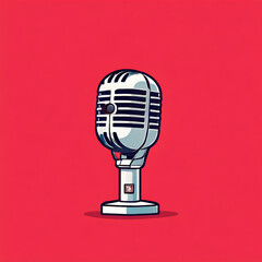 retro microphone on red background