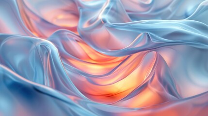 Obraz premium Abstract Flowing Fabric Design in Blue and Orange Hues Captured in a Studio