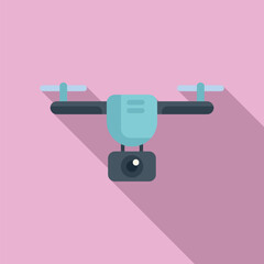 Drone filming icon flat vector. Control aero cinema operator. Smart pilot