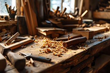 old rusty tools in workshop - obrazy, fototapety, plakaty