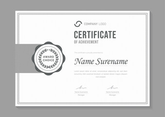 black and white minimalist certificate design template