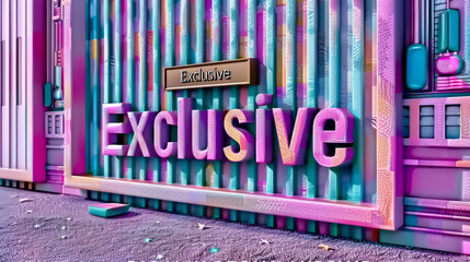 The image showcases the word "Exclusive" on a solid colored background, with a person's face in the background.