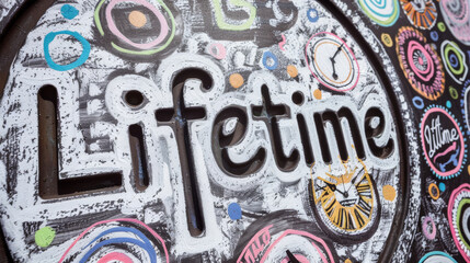 The image features a single-colored background with the word 'Lifetime' in bold, standing out against the backdrop.