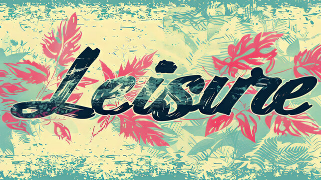 A man stands in front of a single colored background with the word "Leisure" in bold font. He gazes at it with a contemplative expression.