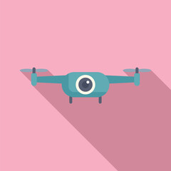 Control aerial drone icon flat vector. Pilot inspection. Recording smart device