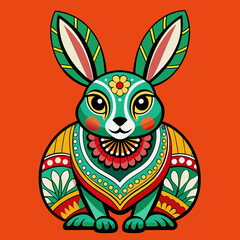 Rabbit vector art in the mexican style