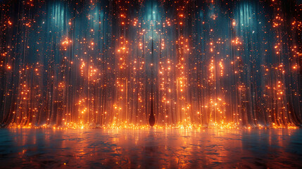 Fototapeta premium LUXURY NIGHT PARTY elegent GLITTER CURTAIN LIGHTHING backdrop. AI generative