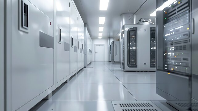 Rendered 3D image of a CPU data center.