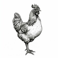 chicken craft simle pensil drawing - obrazy, fototapety, plakaty