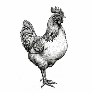 chicken craft simle pensil drawing