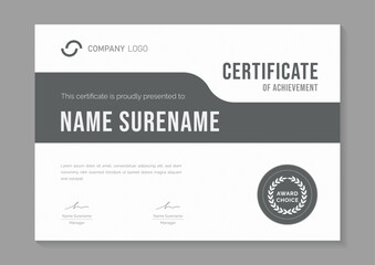 black and white minimalist certificate design template
