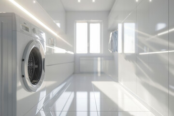 Modern laundry room with washing machine